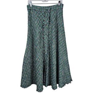 Zara Green and Black A-Line Skirt